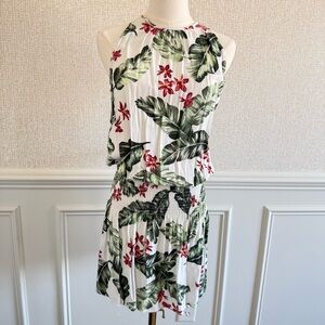 Mustard Seed Tropical Print Women’s Mini Dress - Green and Red Small